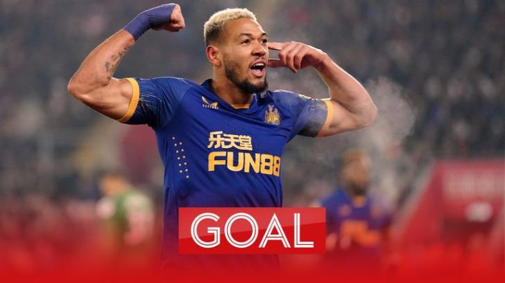 Joelinton finally gets his name on the scoresheet to put Newcastle 1-0 up against Southampton.